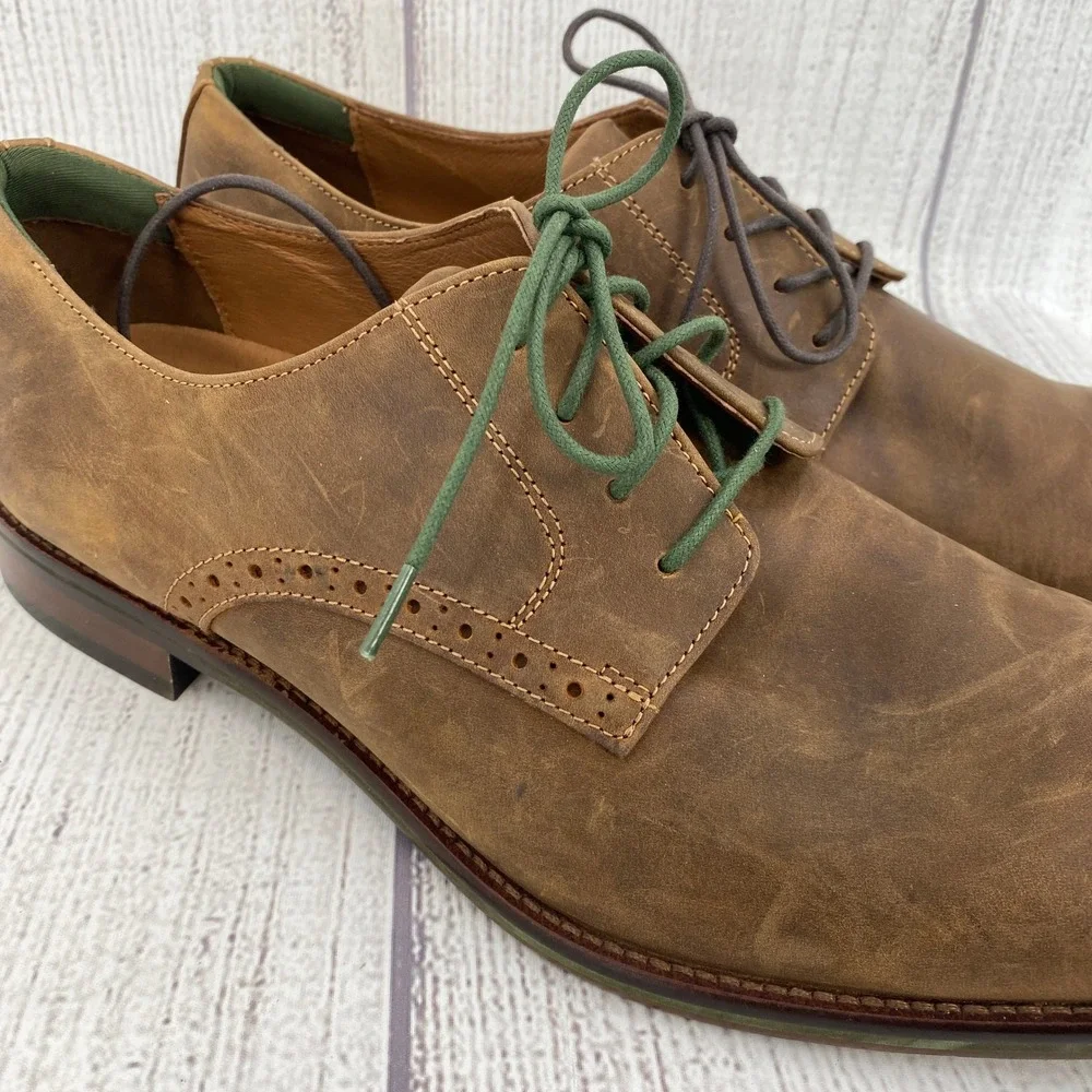 Johnston & Murphy Bostonian Oxford Shoes Mens 13 Brown Distressed Leather Brogue